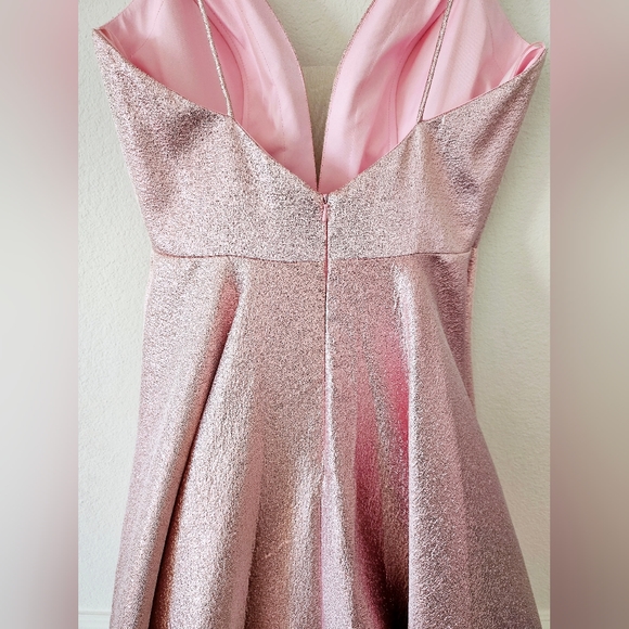 Ashley Lauren Metallic Brocade Pink Ball Gown - Size 8 - Picture 6 of 9